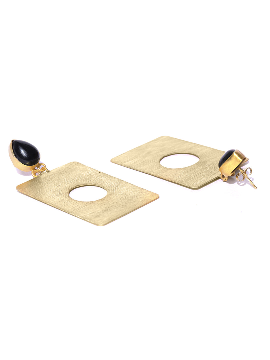Blueberry gold plated agate stone detailing drop earring