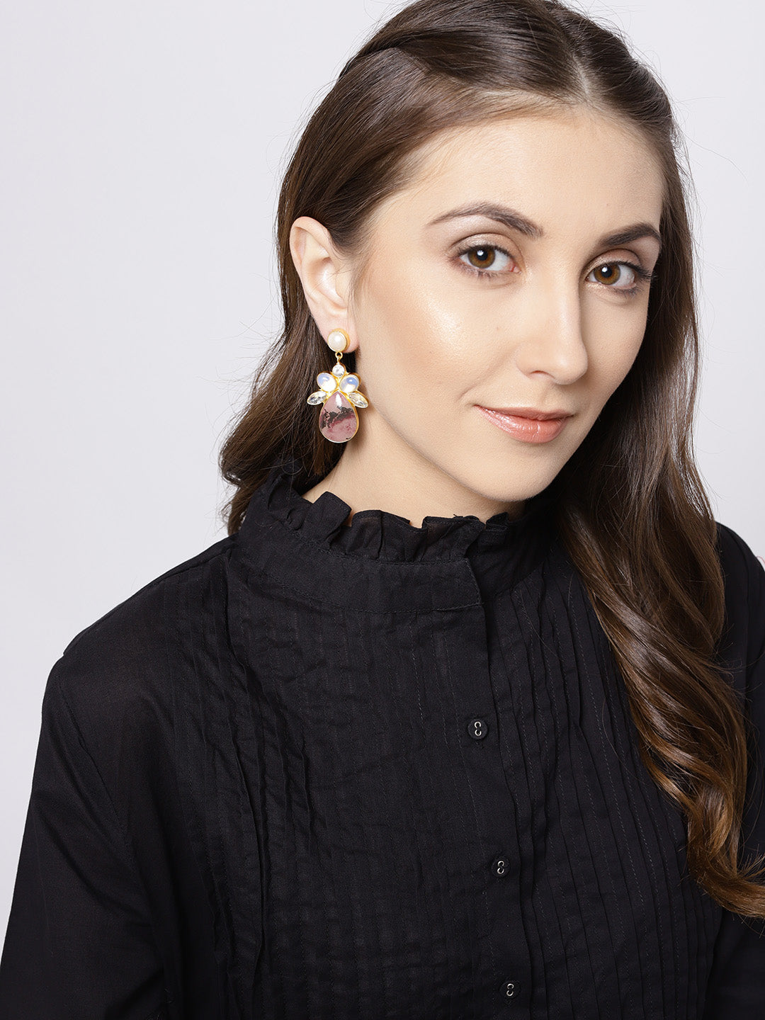 Blueberry gold polished handcrafted drop earrings