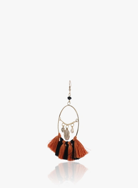 Blueberry gold toned & black tassel drop earrings