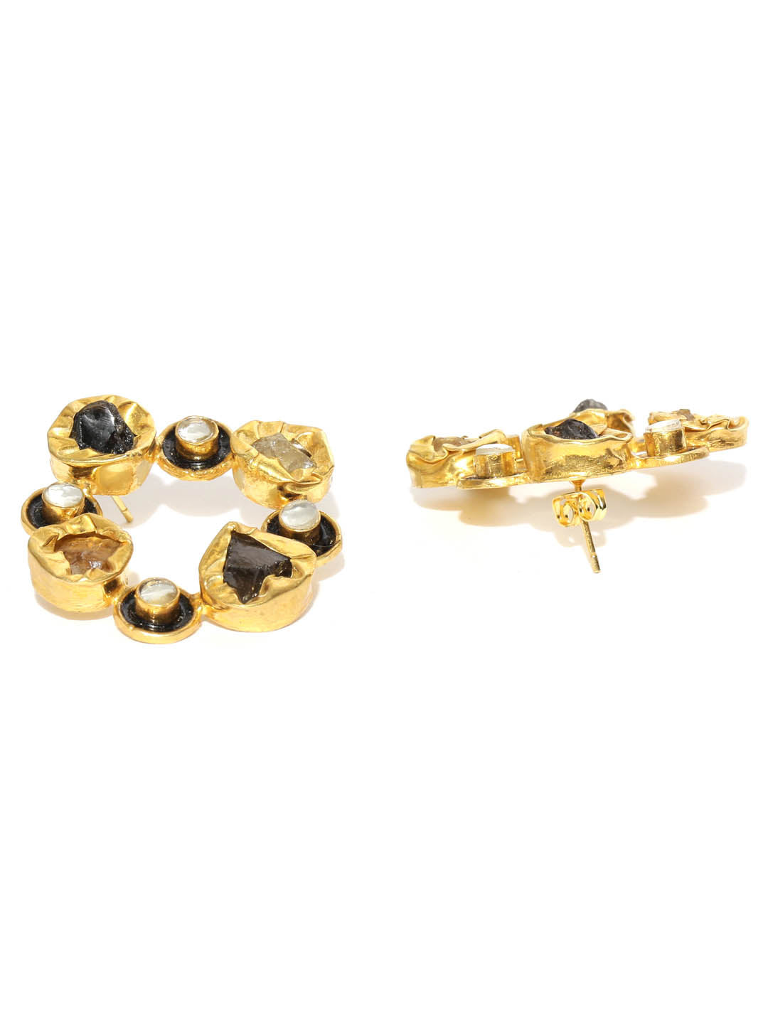 Blueberry gold polished handcrafted hoop earrings