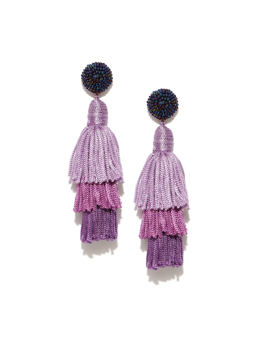 Blueberry multicoloured layered tassel earrings