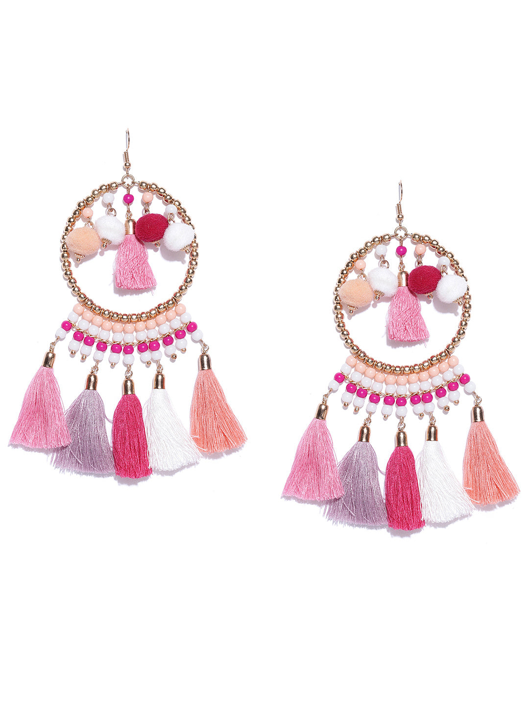 Blueberry multi coloured tassel drop earring