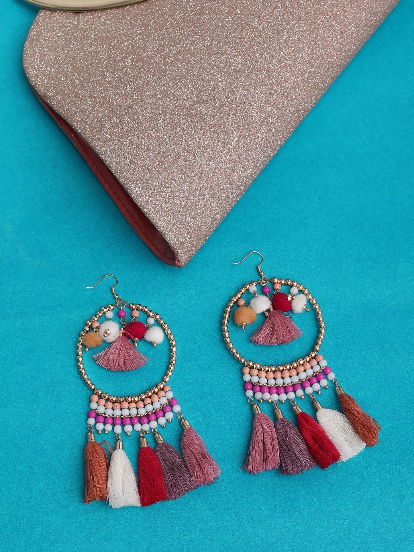 Blueberry multi coloured tassel drop earring