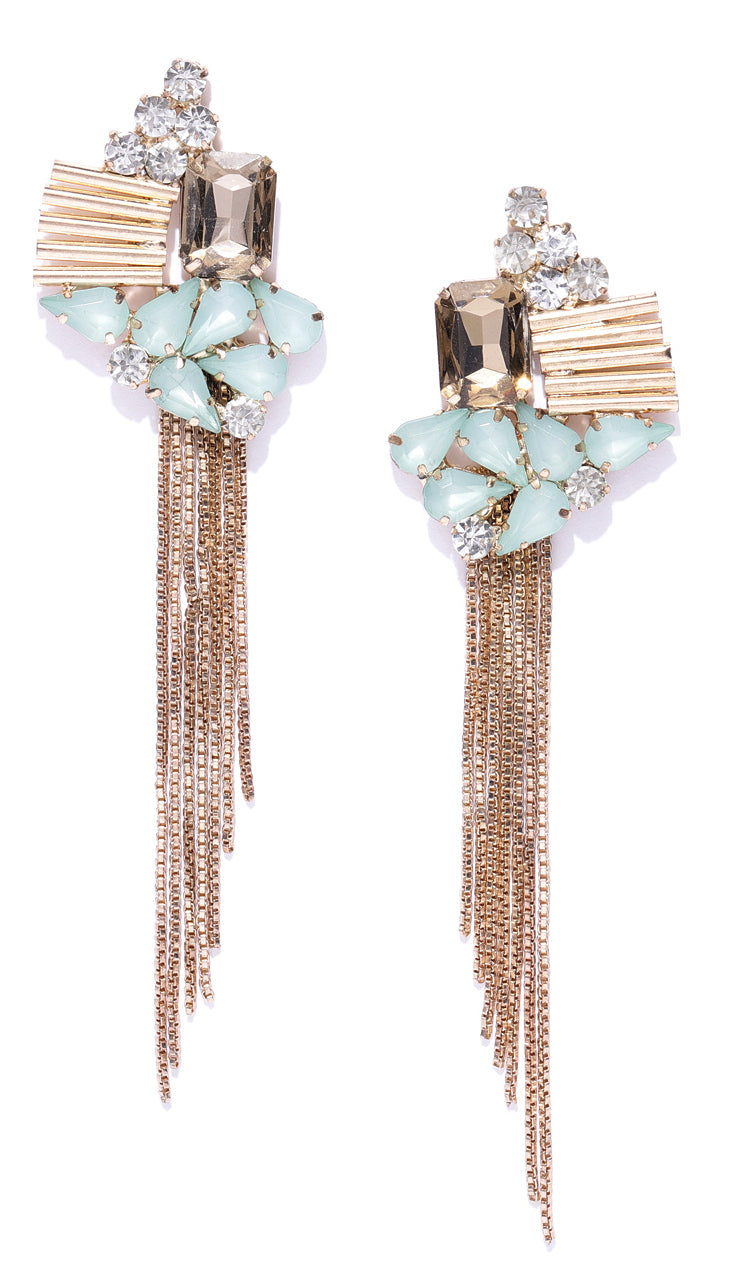 Blueberry multi color chain tassel drop earring