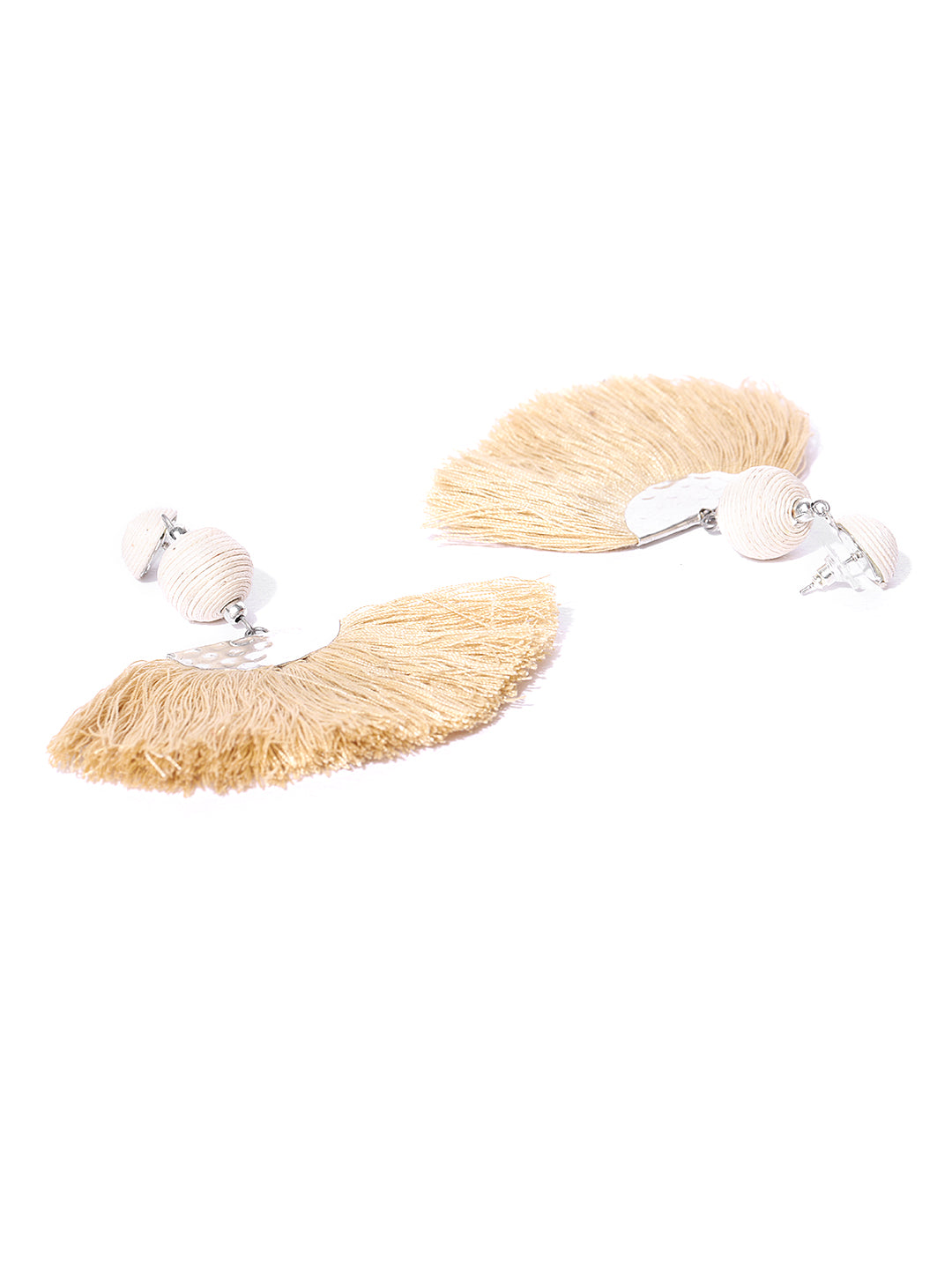 Blueberry beige color tassel drop earring