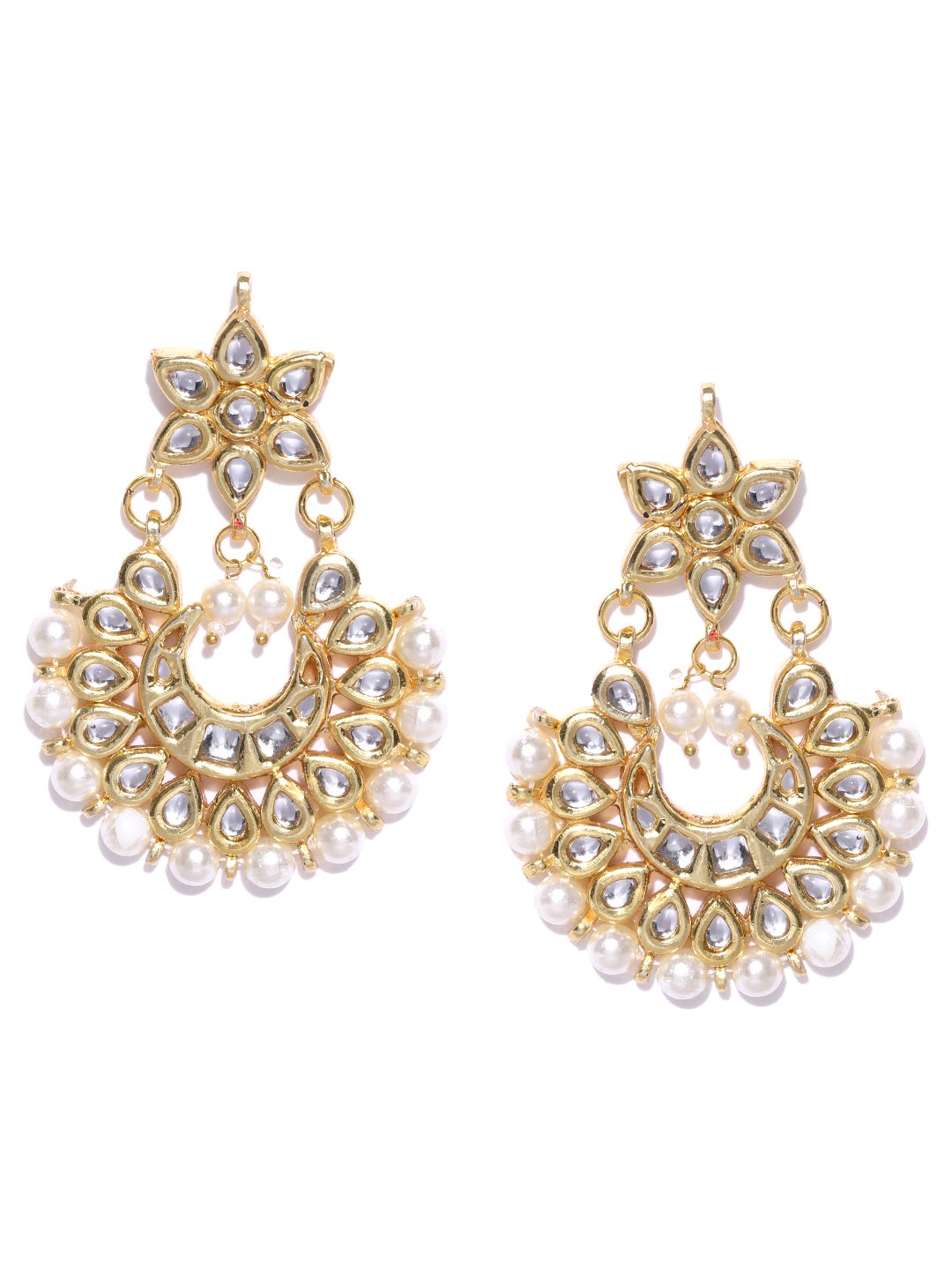 Blueberry gold polish drop earring has beads and stone studded