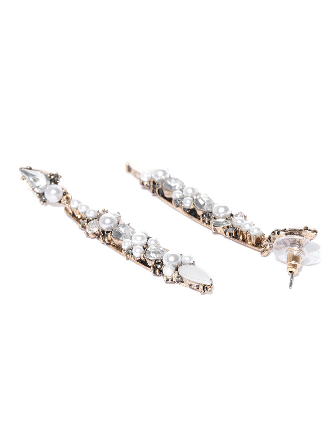 Blueberry white stone studded drop earring