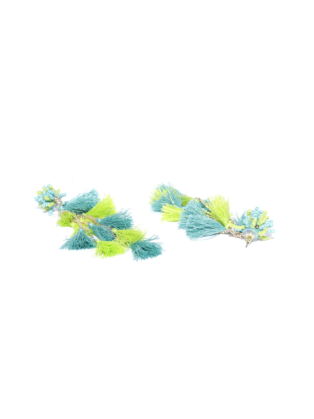 Blueberry green tassel detailing drop earring