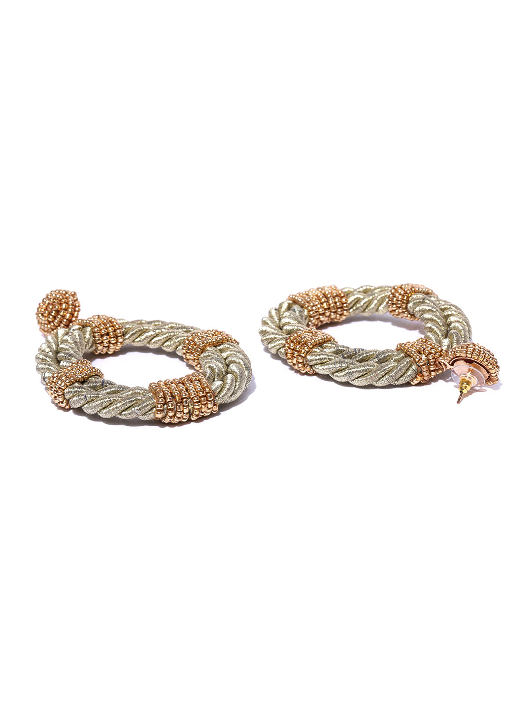 Blueberry gold rope beaded hoop earring