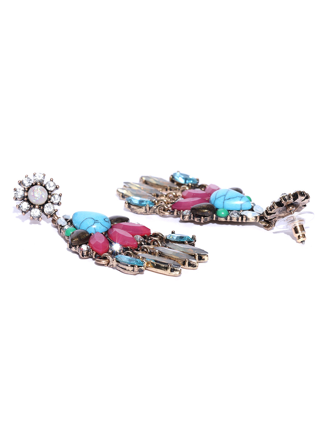 Blueberry multicolored stone studded drop earring