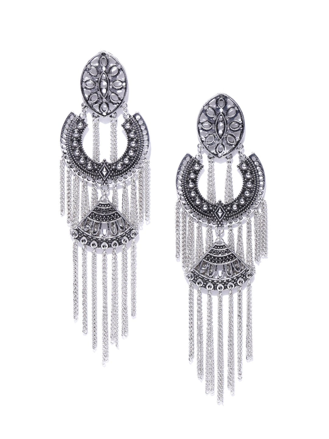 Blueberry silver chain detailing drop earring