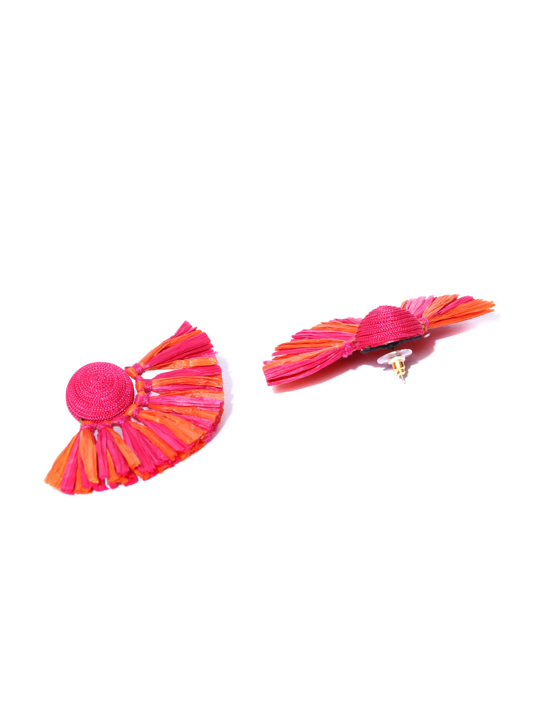 Blueberry orange/pink tassel drop earring