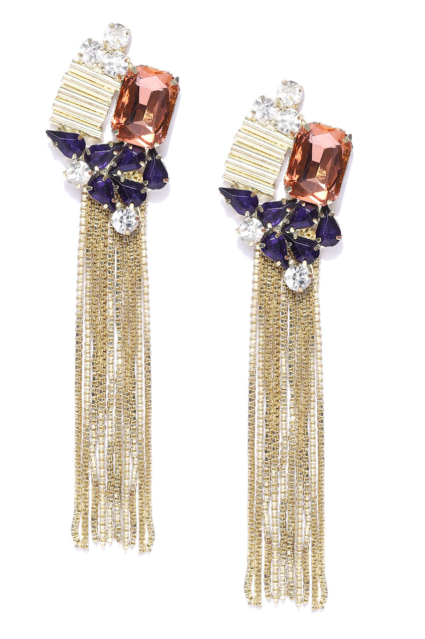 Blueberry multi color stone detailing drop earring