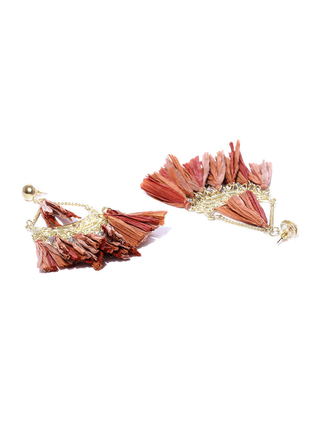Blueberry gold plated multi color taseel detailing drop earring