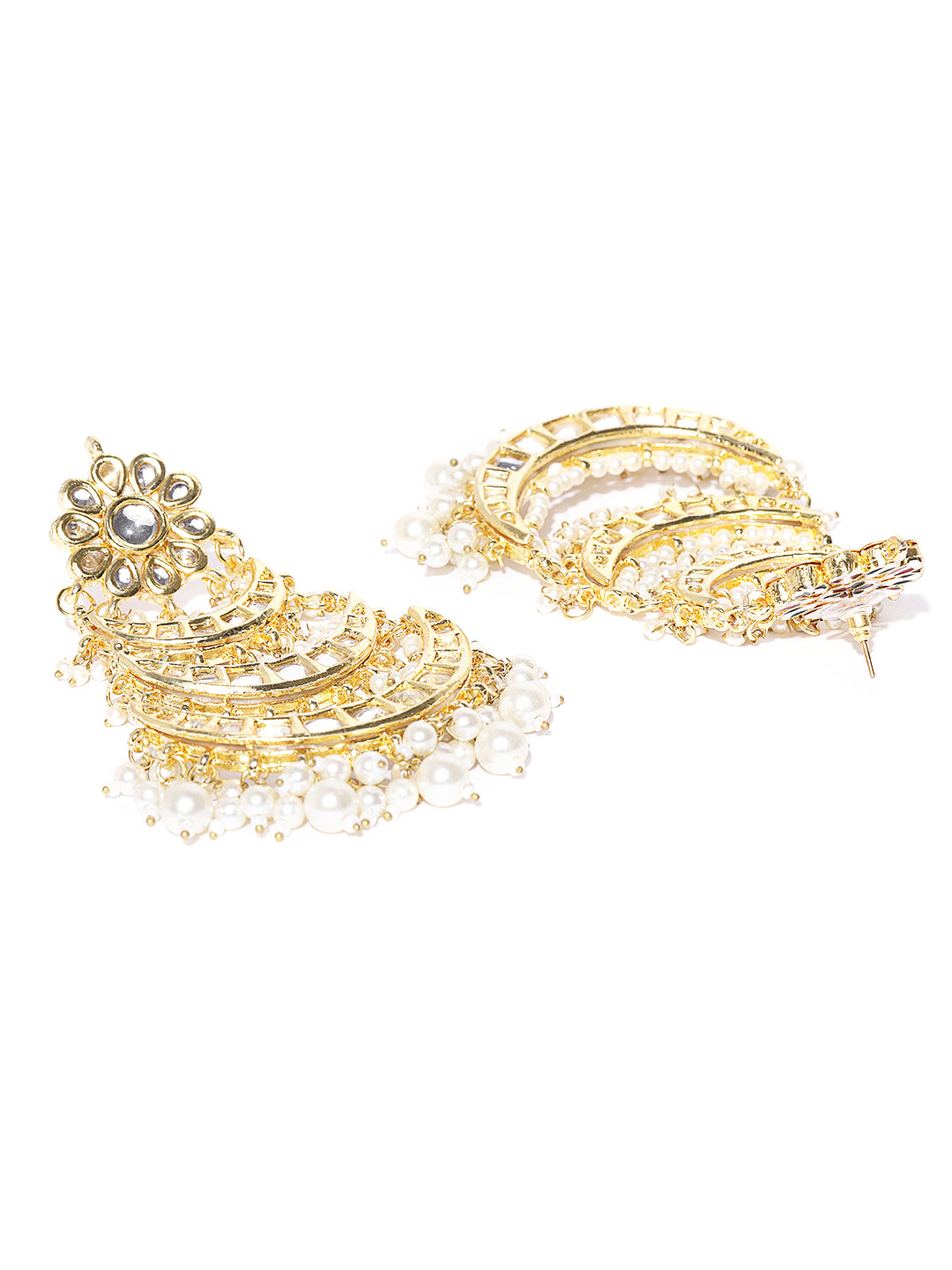 Blueberry off-white gold-plated kundan classic drop earrings