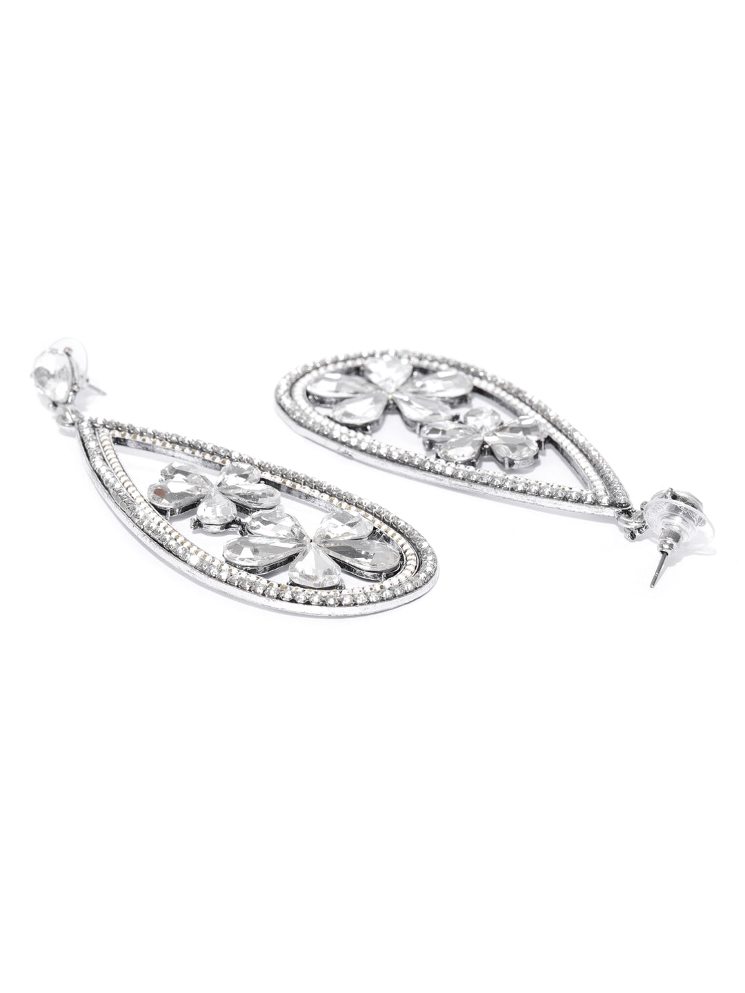 Blueberry silver color stone studded drop earring