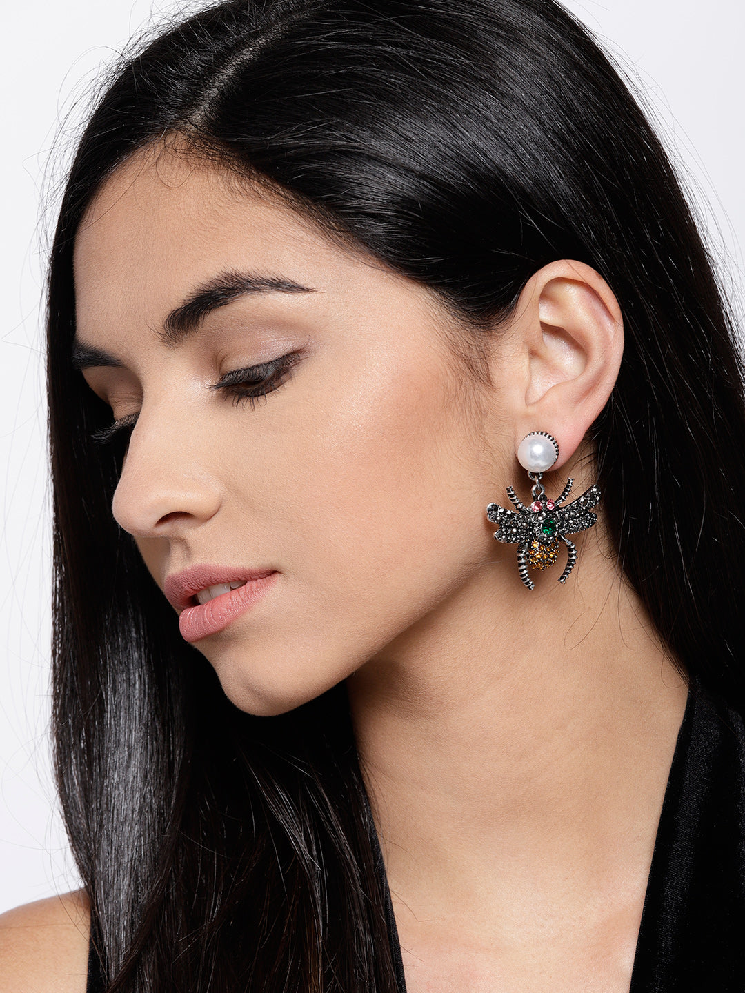 Blueberry multi color stone deatiling drop earring