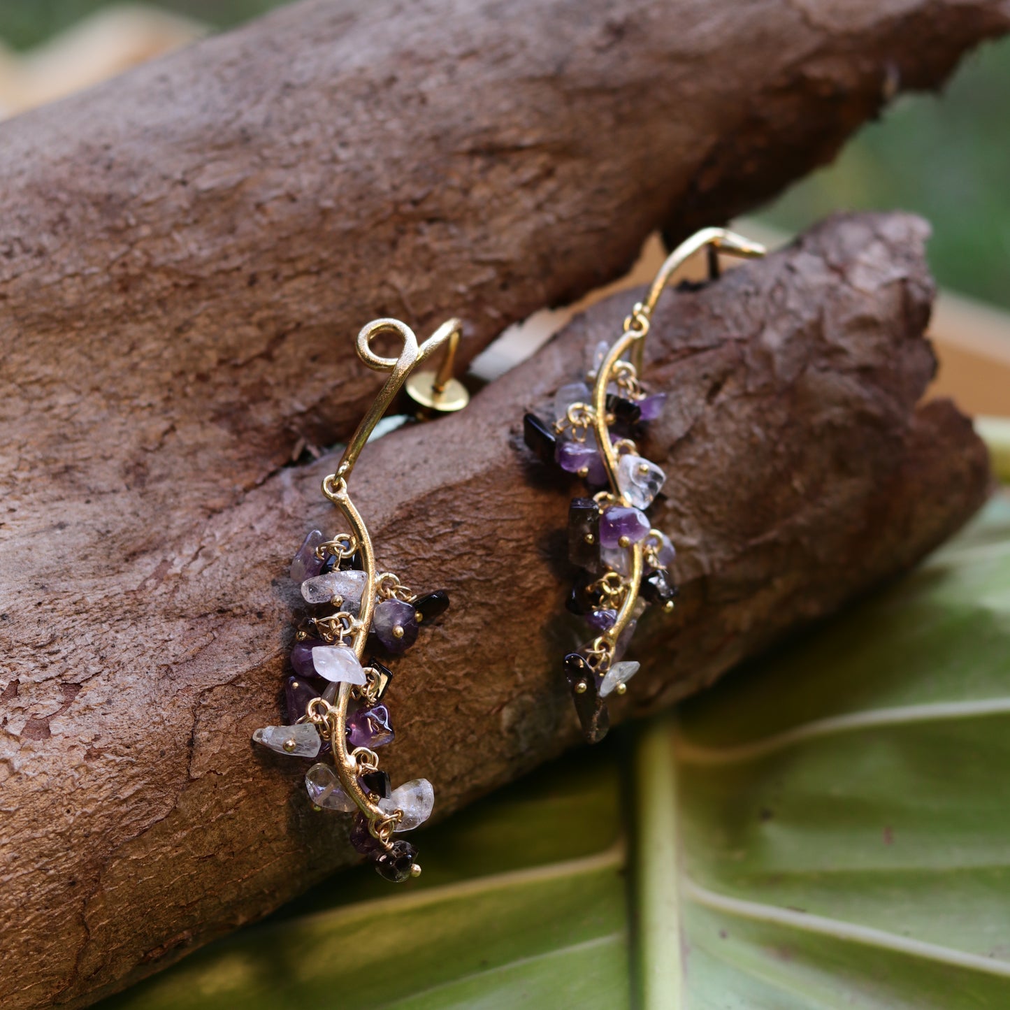Blueberry gold plated drop earring