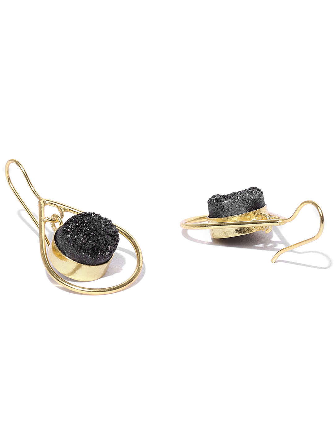 Blueberry gold plated agate stone detailing drop earring