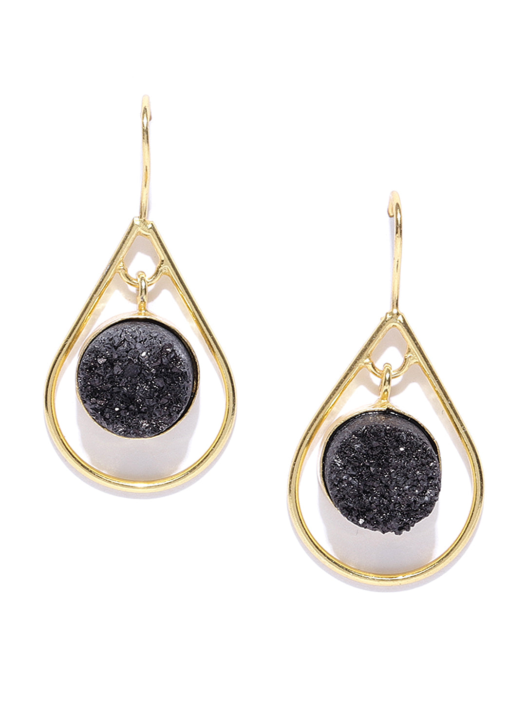Blueberry gold plated agate stone detailing drop earring