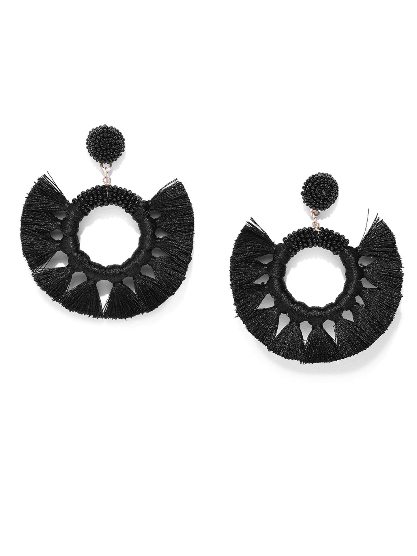 Blueberry black tassel detailing drop earring