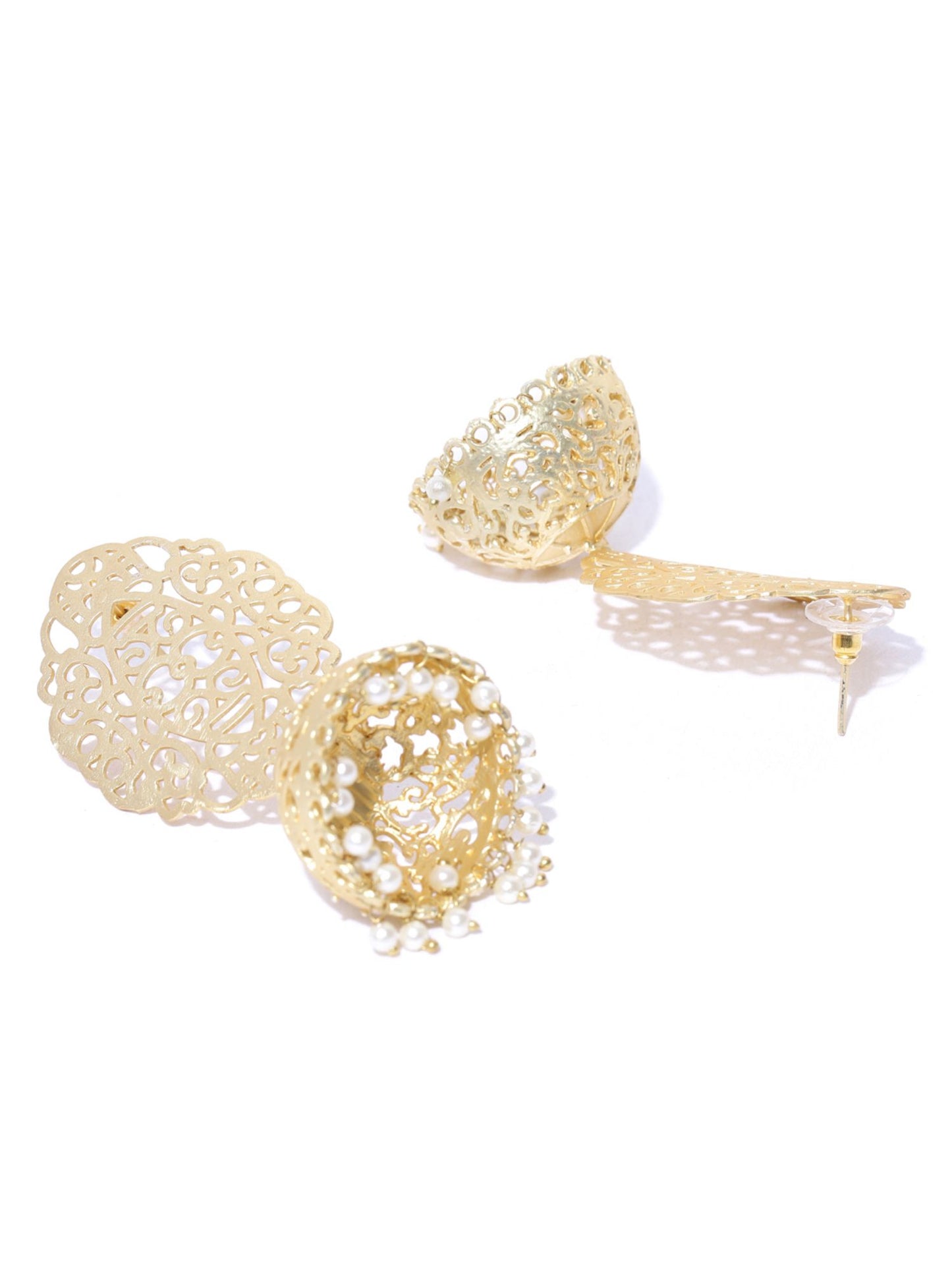Blueberry gold plated metal cut off detailing work drop earring