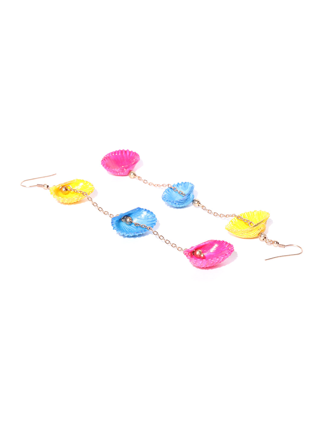 Blueberry multi color shell detailing chain drop earring