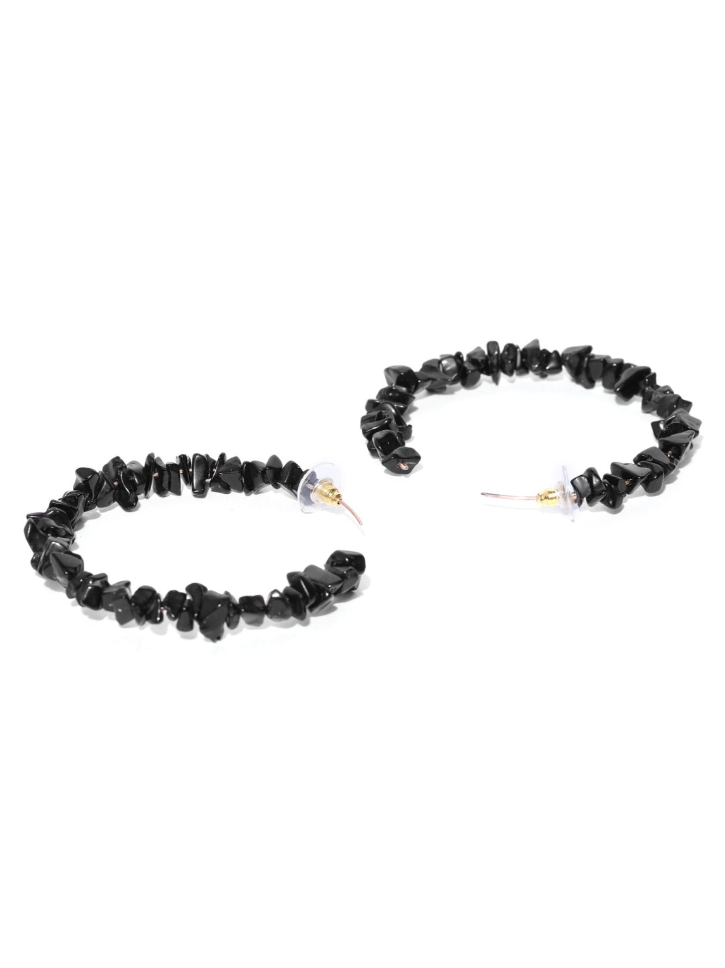Blueberry black colour beads hoop earring