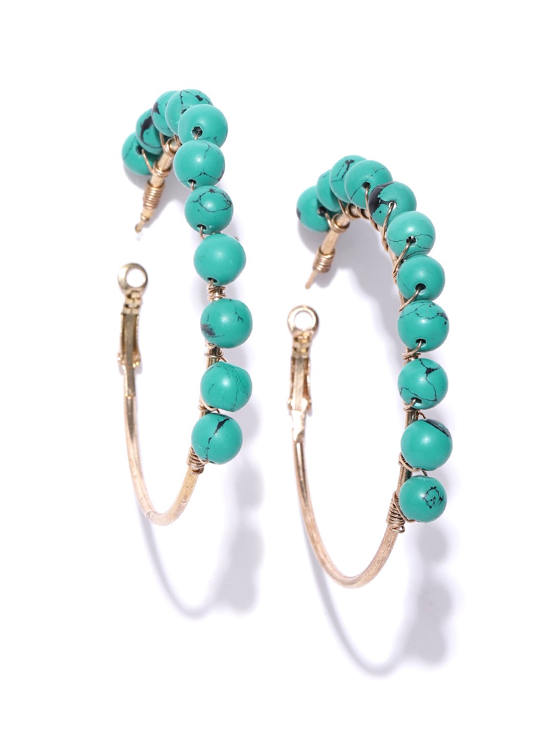 Blueberry turquoise blue beaded detailing hoop earring