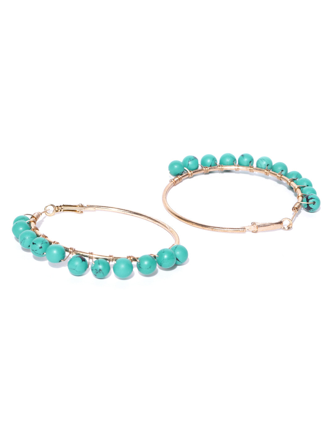 Blueberry turquoise blue beaded detailing hoop earring