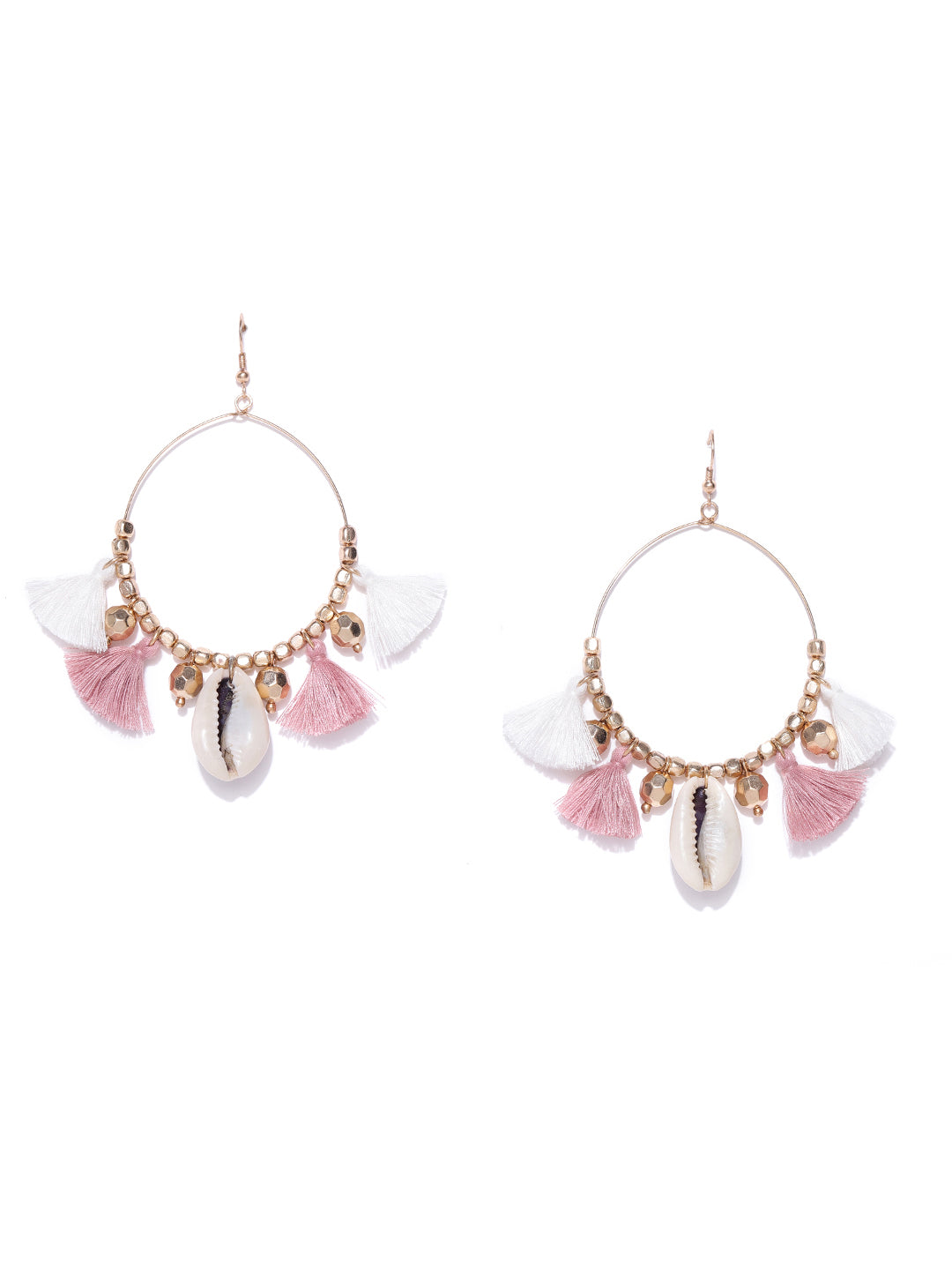 Blueberry gold plated shell and tassel detailing drop earring