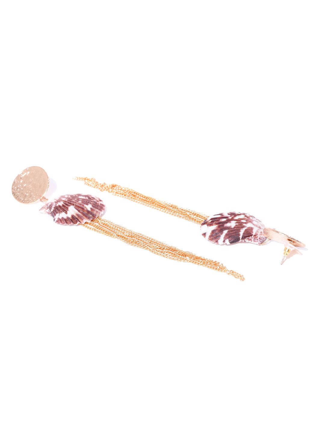 Blueberry gold plated chain has shell detailing drop earring