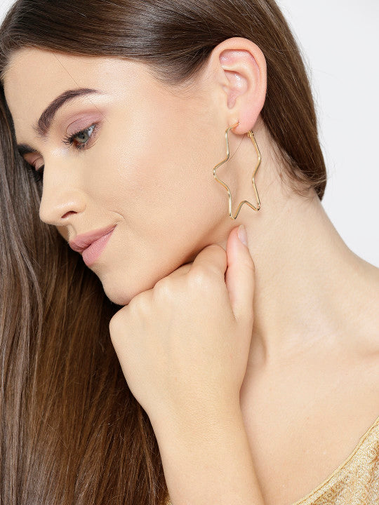 Blueberry gold plated zik zak shape hoop earring