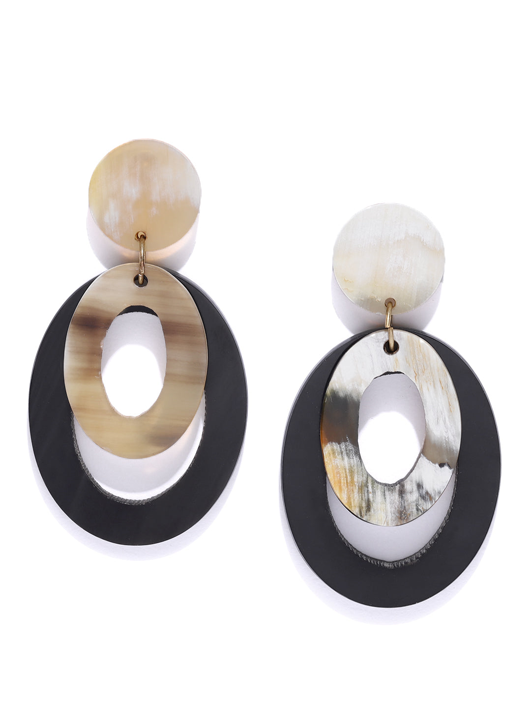 Blueberry black cirular shape drop earring