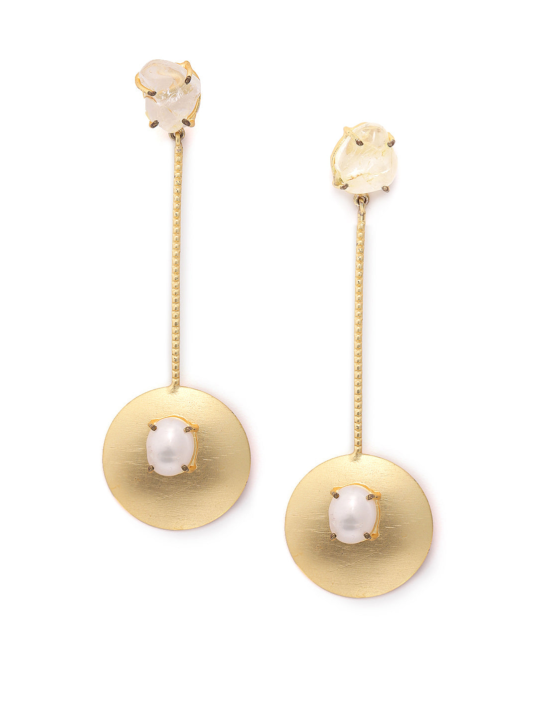 Blueberry gold plated pearl embellished drop earring