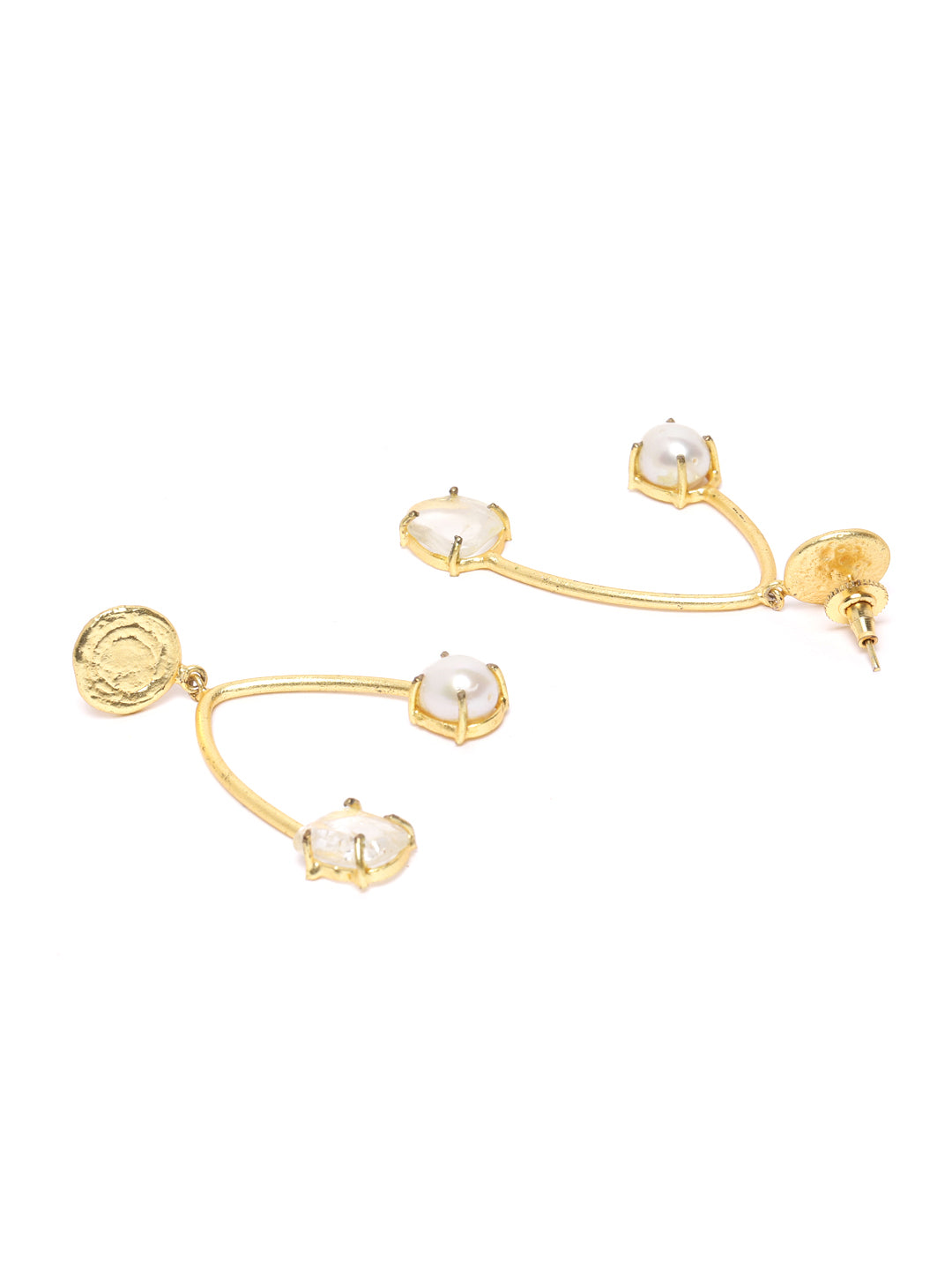 Blueberry gold plated pearl embellished drop earring