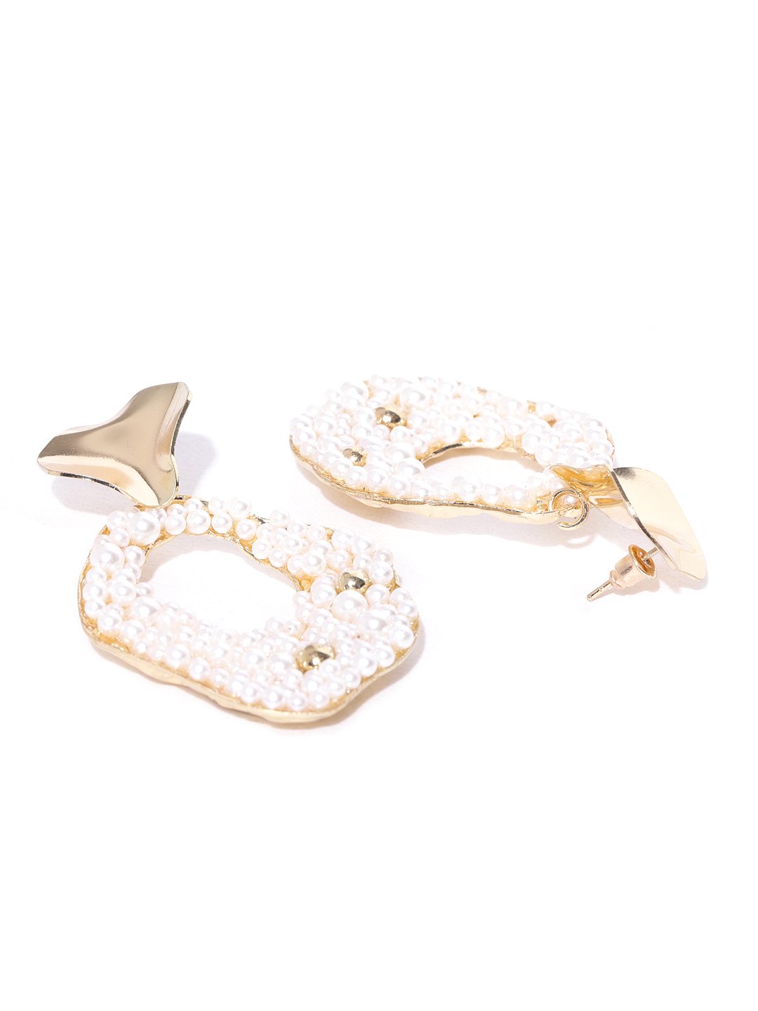 Blueberry white pearl detailing gold plated drop earring