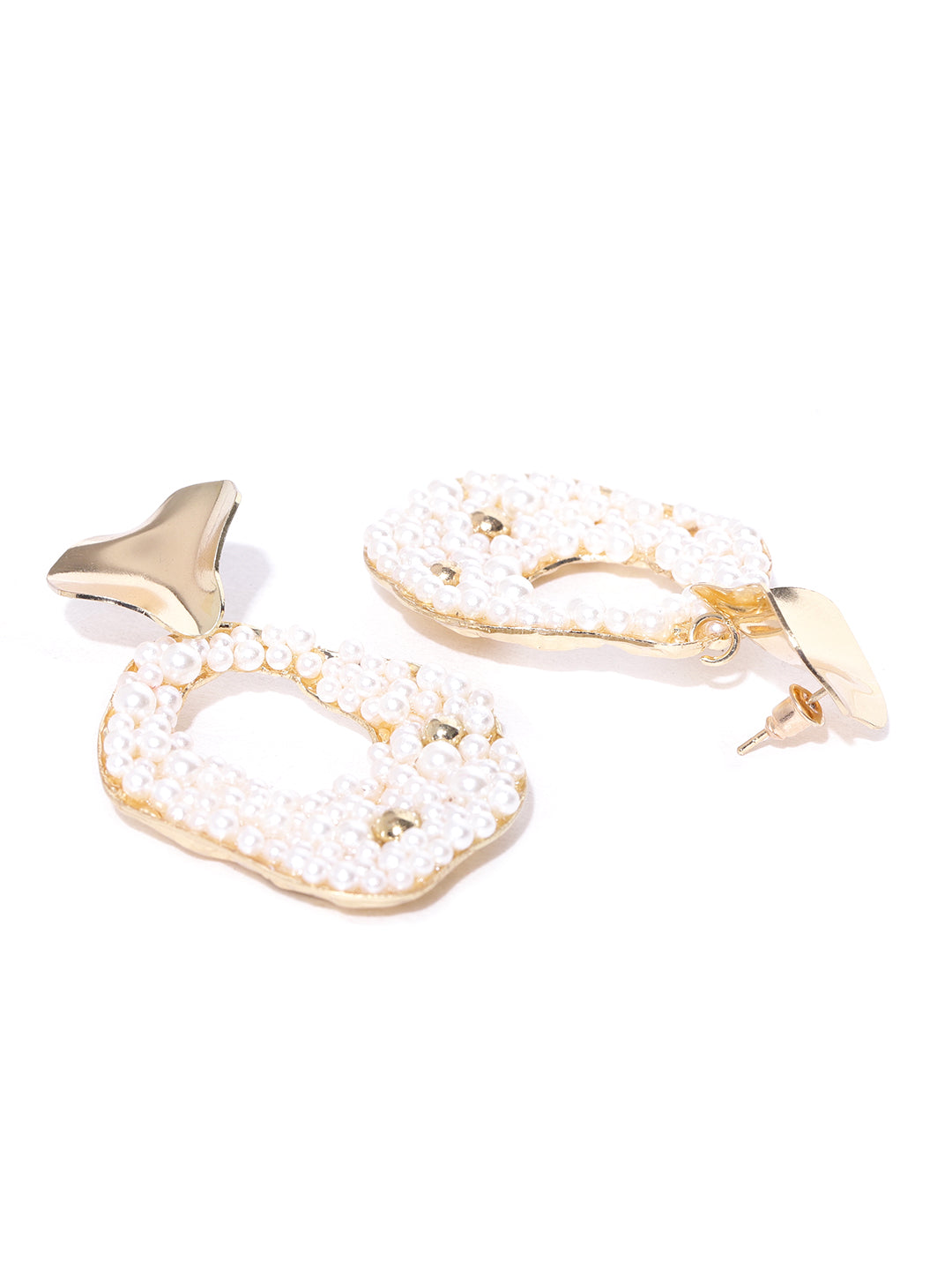 Blueberry white pearl detailing gold plated drop earring