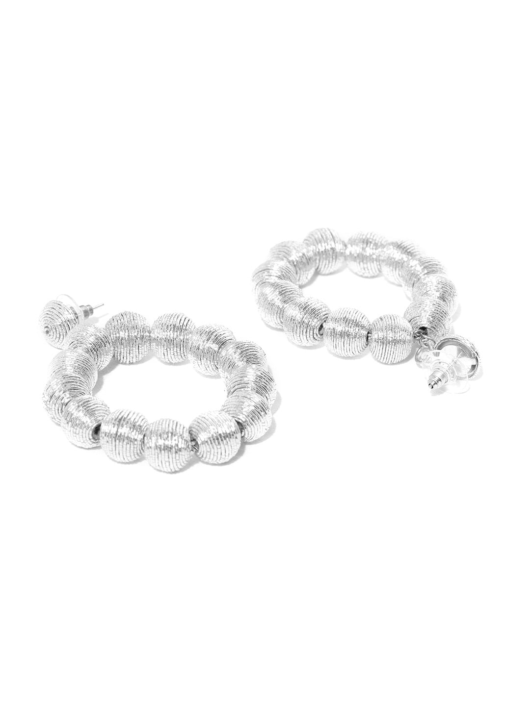 Blueberry silver jute detailing hoop earring