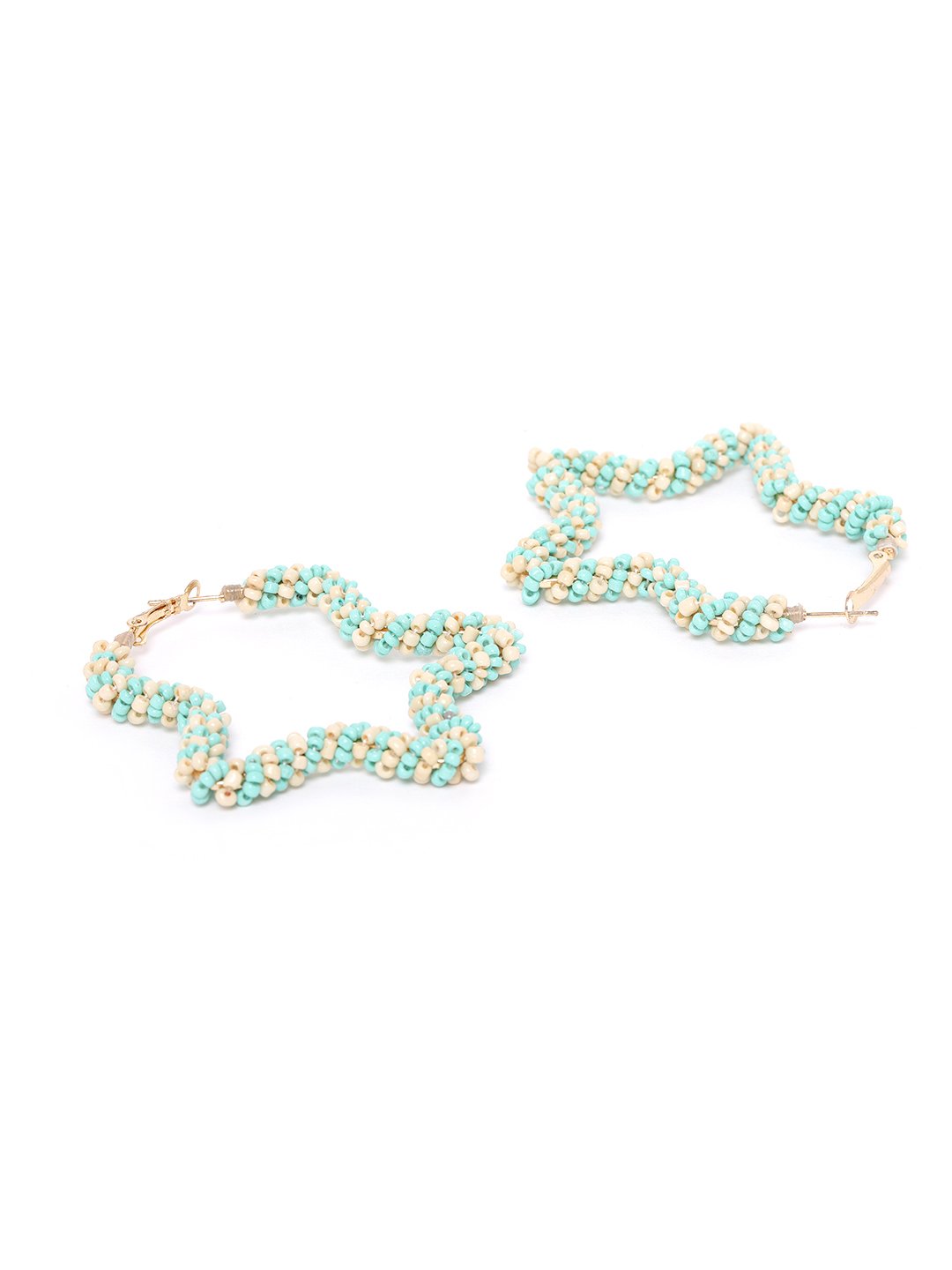 Blueberry Multi colour beaded detailing star shape hoop earring