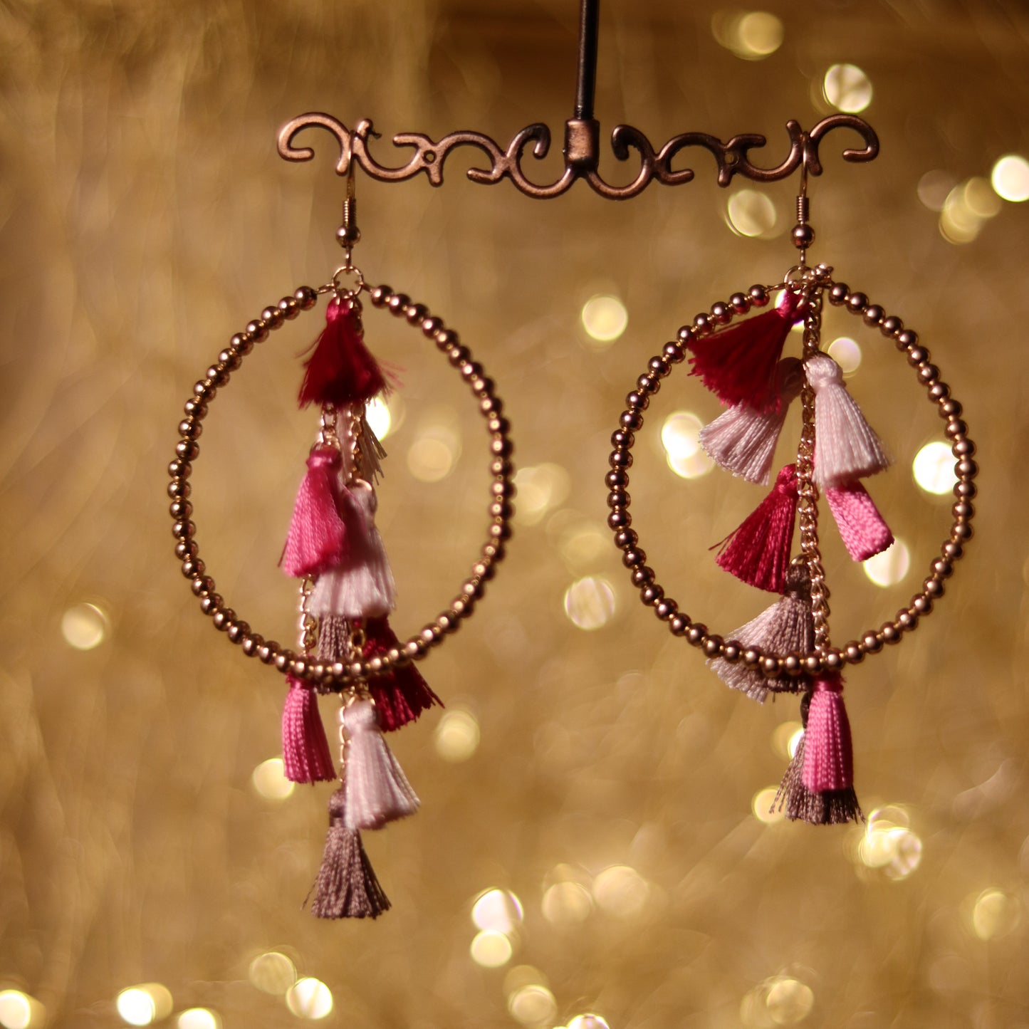 Blueberry multi colour tassel detailing drop earring
