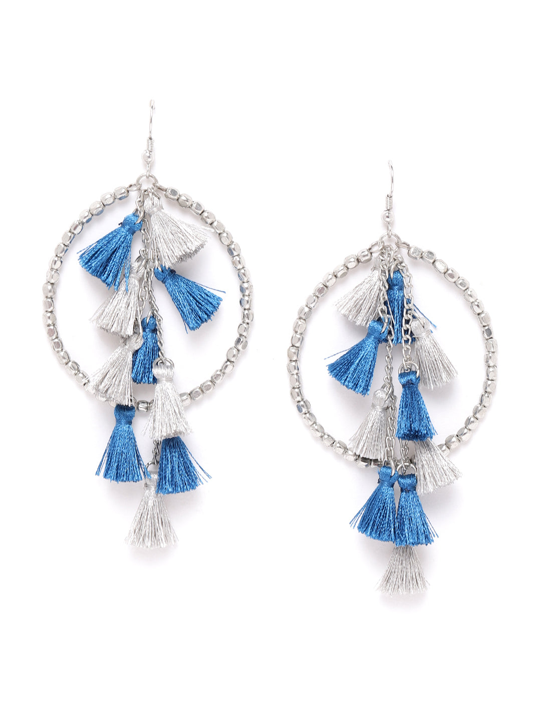 Blueberry multi colour tassel detailing drop earring