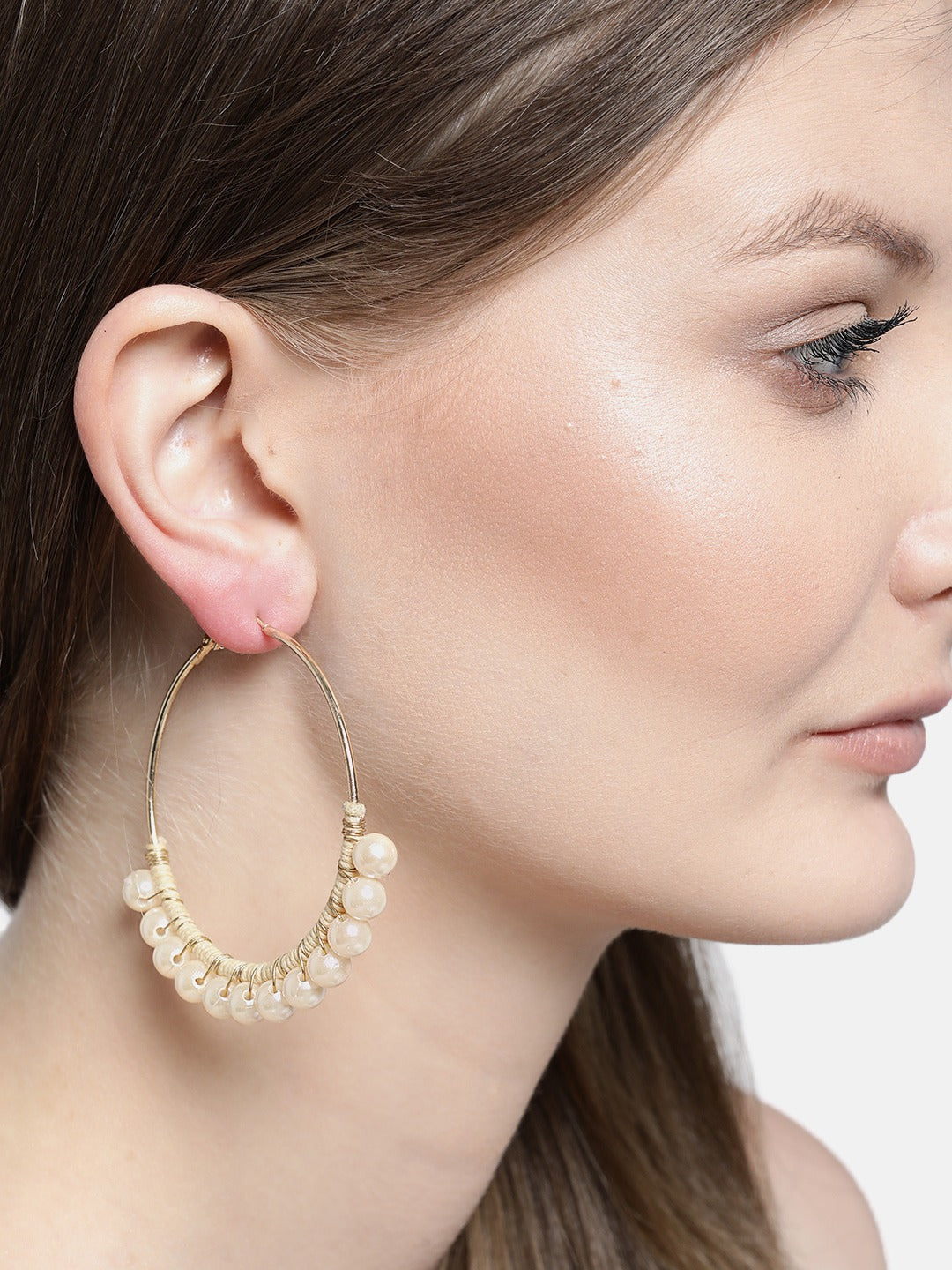 Blueberry pearl detailing hoop earring