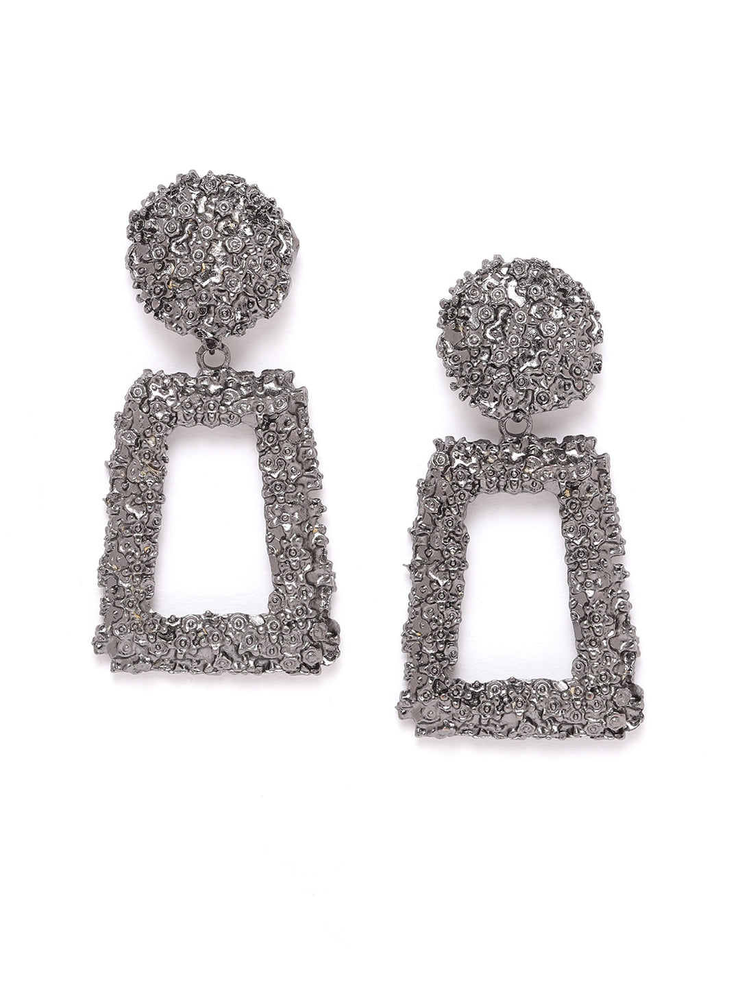 Blueberry metallic plated square shape drop earring