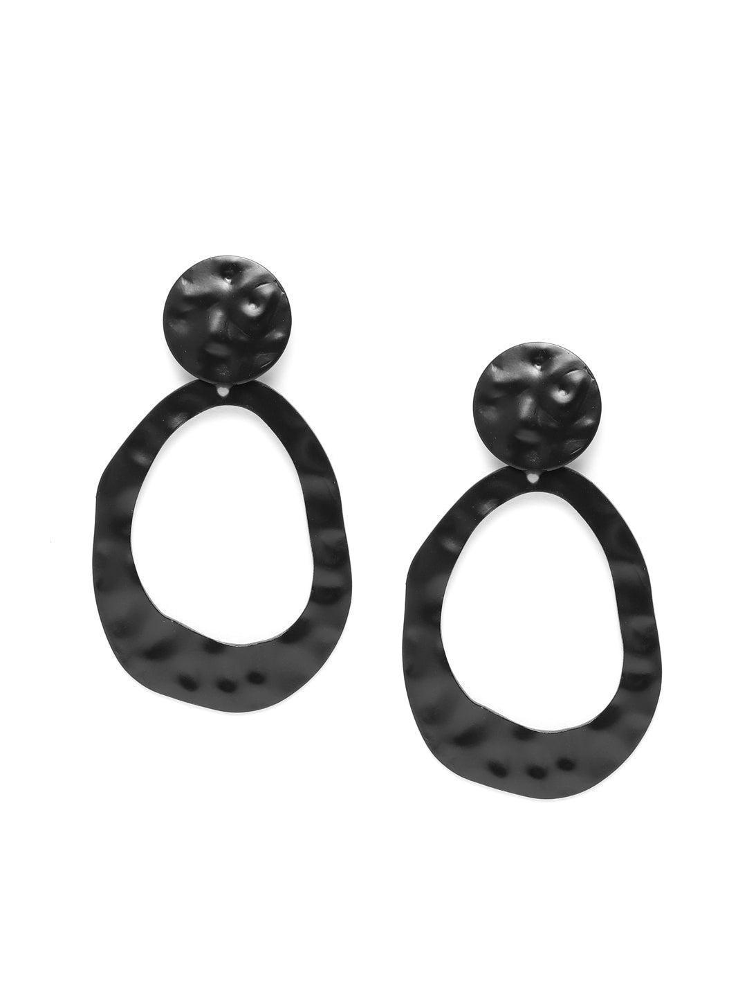 Blueberry black colour metal detailing drop earring