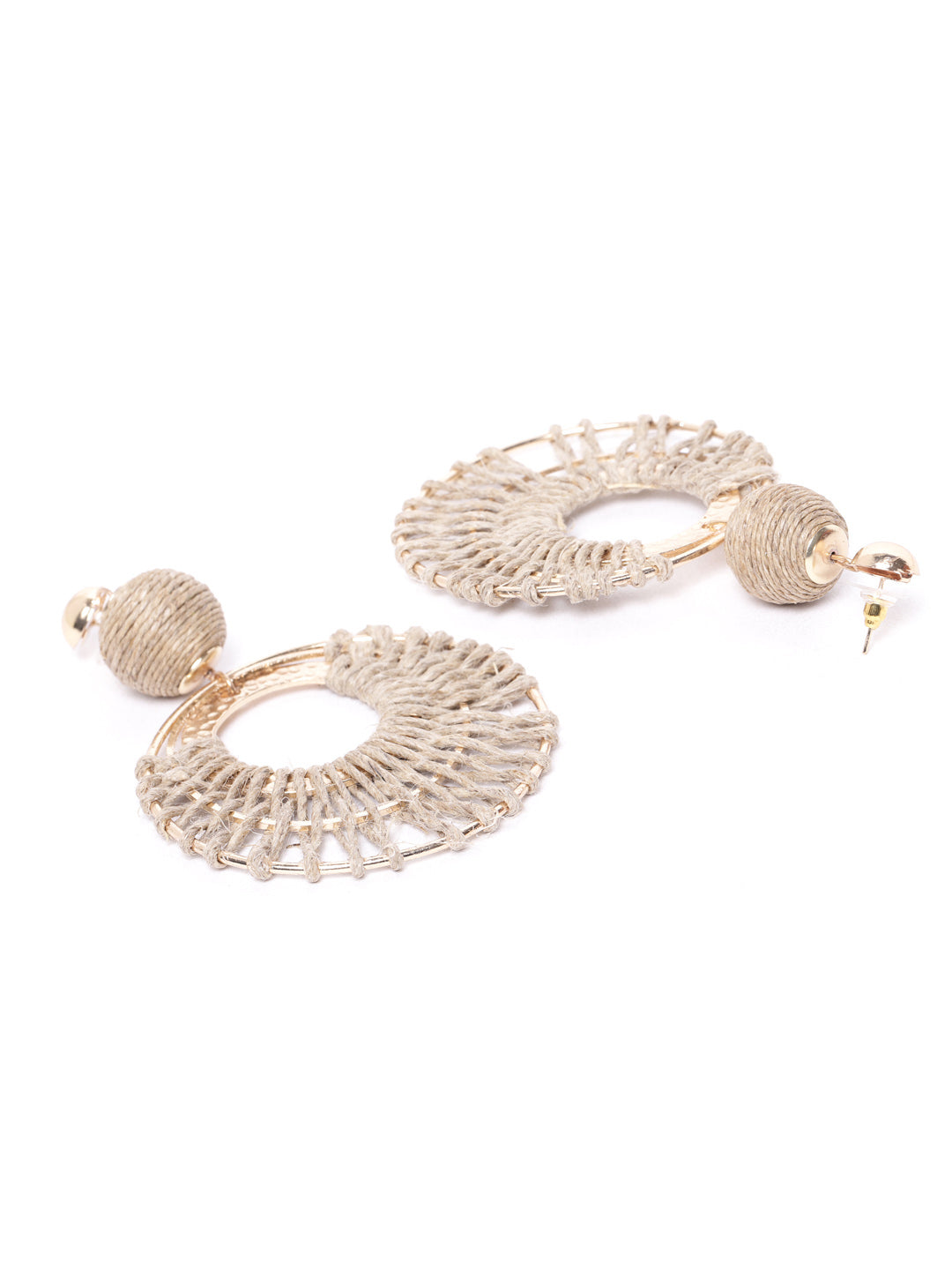 Blueberry jute detailing circular drop earring