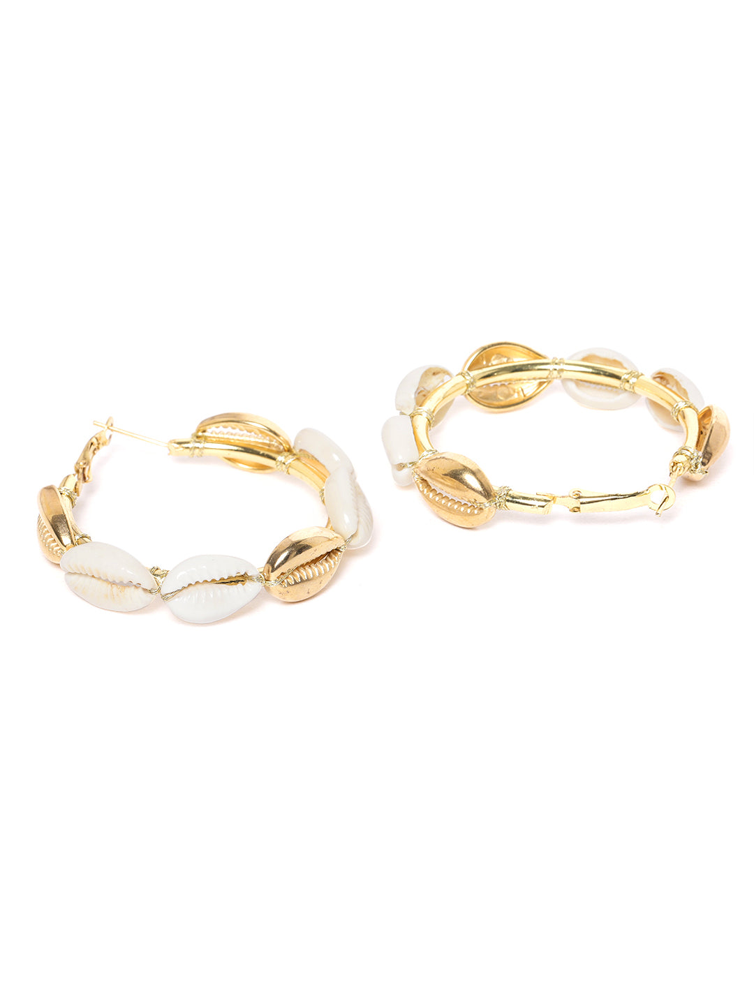 Blueberry gold plated shell detailing hoop earring