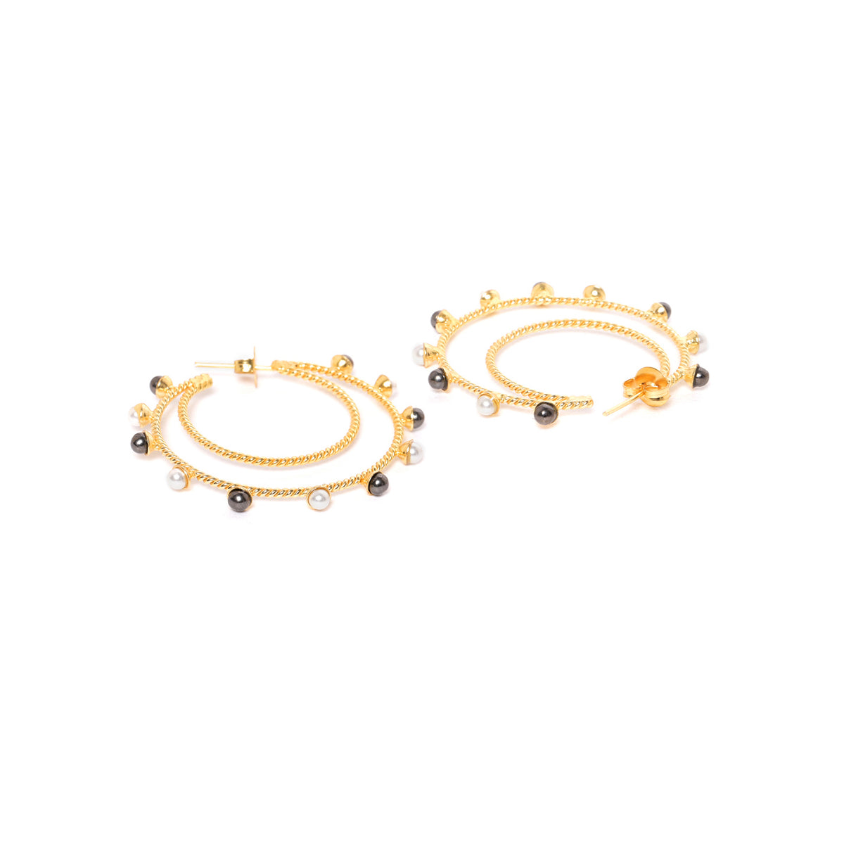 Blueberry gold plated pearl embellished half hoop earring