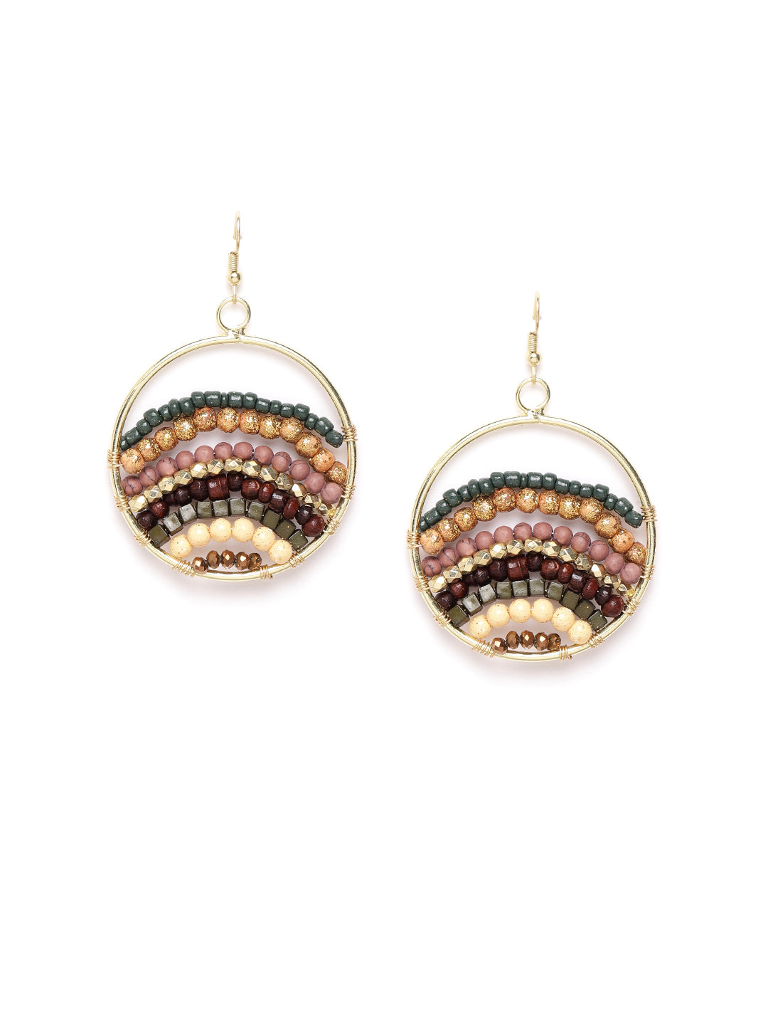 Blueberry gold plated beads detailing circular drop earring