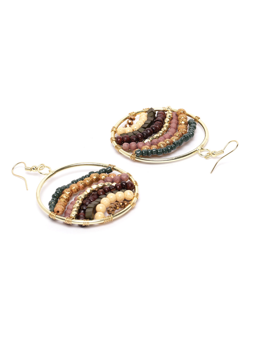 Blueberry gold plated beads detailing circular drop earring
